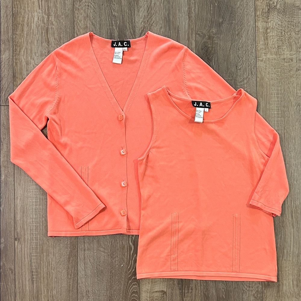 Vintage J.A.C. Cardigan & Shell Set in Coral